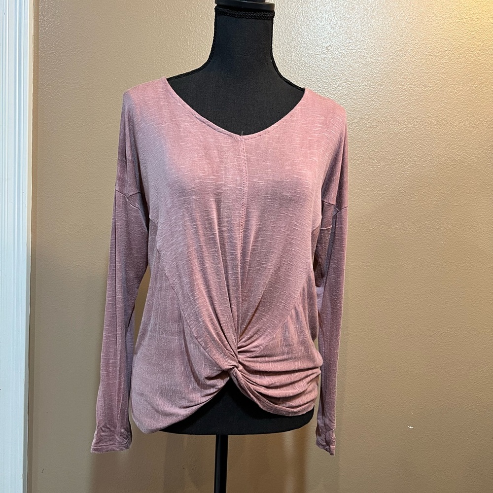 Alya Purple Long Sleeve Tie Front Blouse